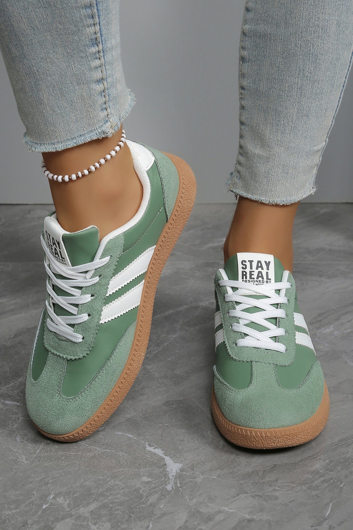 Ashleigh Blue Varsity Color Block Patchwork PU Leather Lace Up Shoes